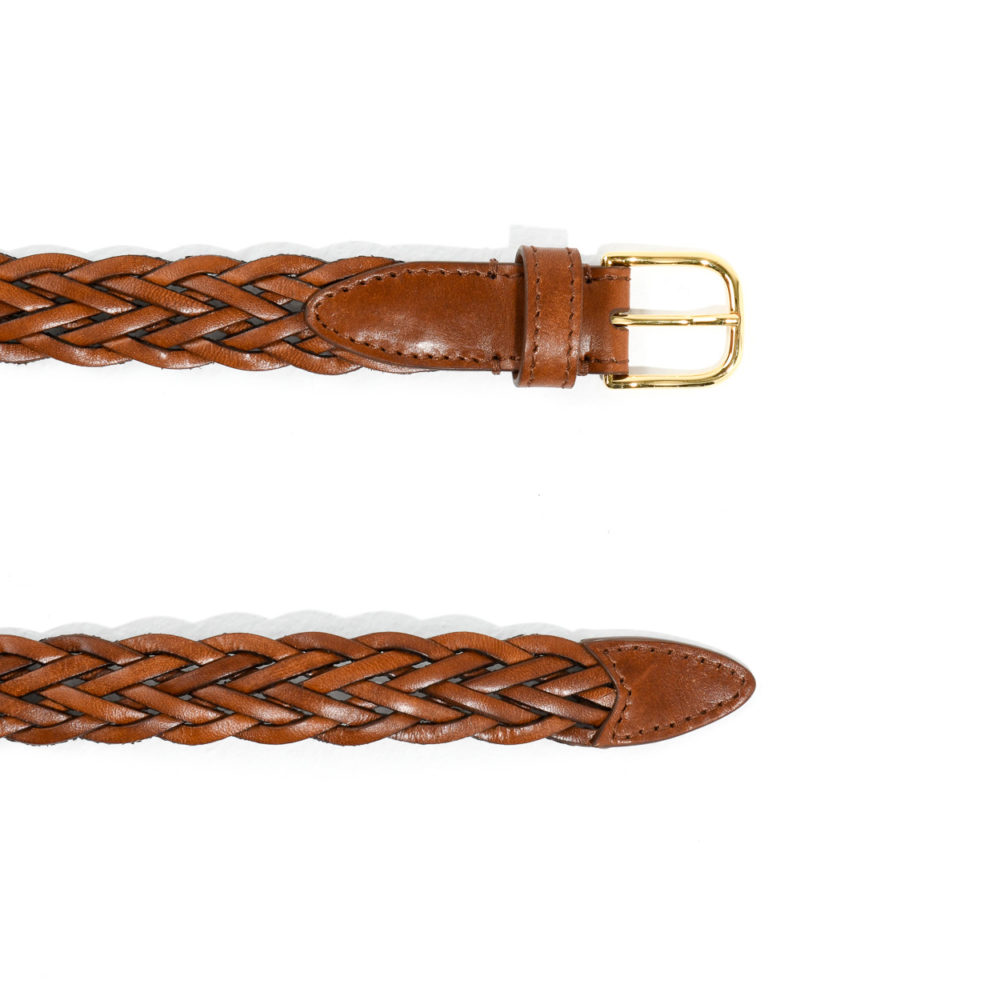 CEINTURE FINE EN CUIR TRESSÉ - MARRON COGNAC_1