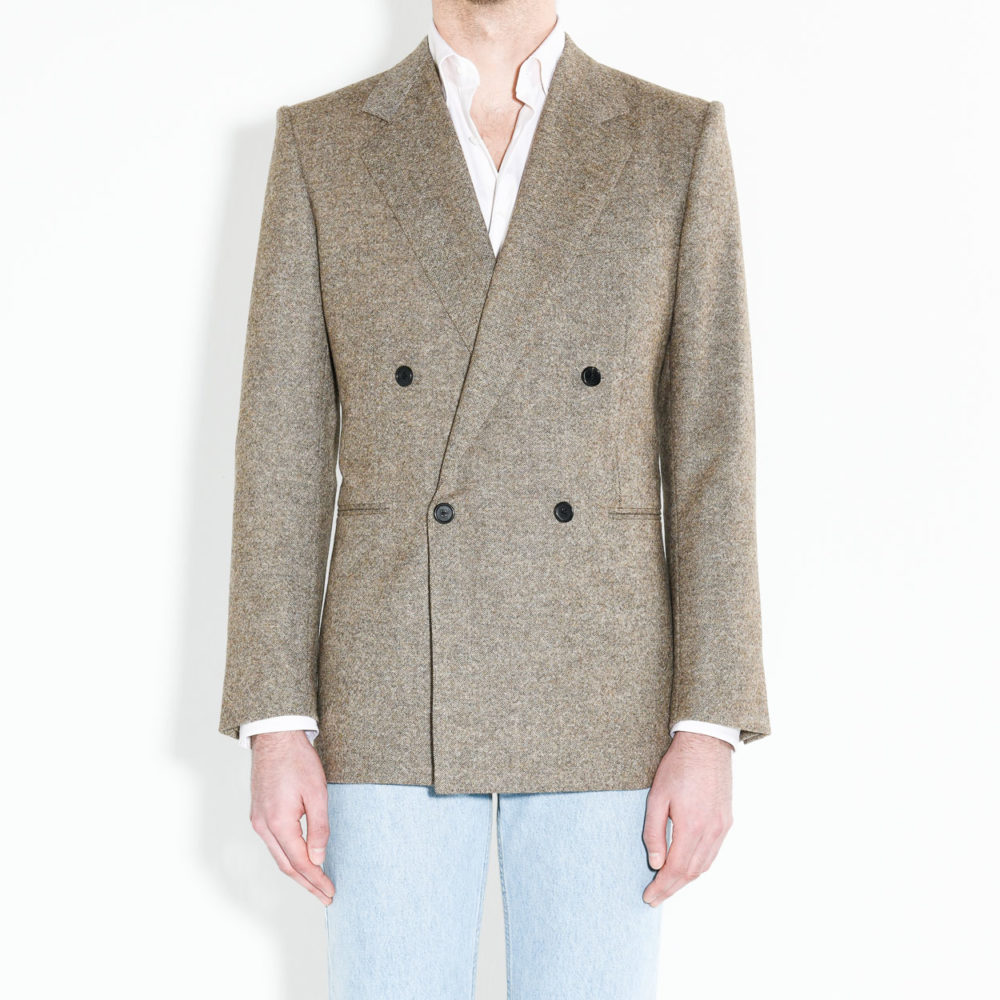 VESTE CROISÉ EN TWEED - MARRON_1