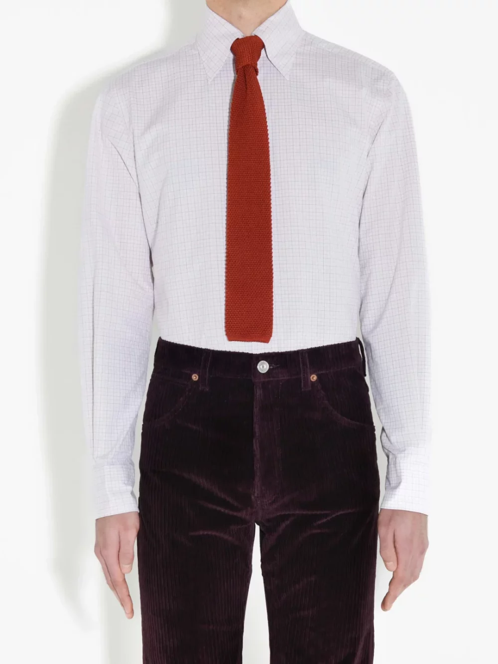 CRAVATE EN SOIE TRICOTÉE - ROUILLE