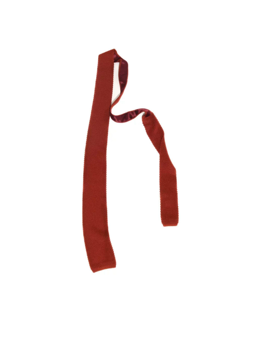 CRAVATE EN SOIE TRICOTÉE - ROUILLE