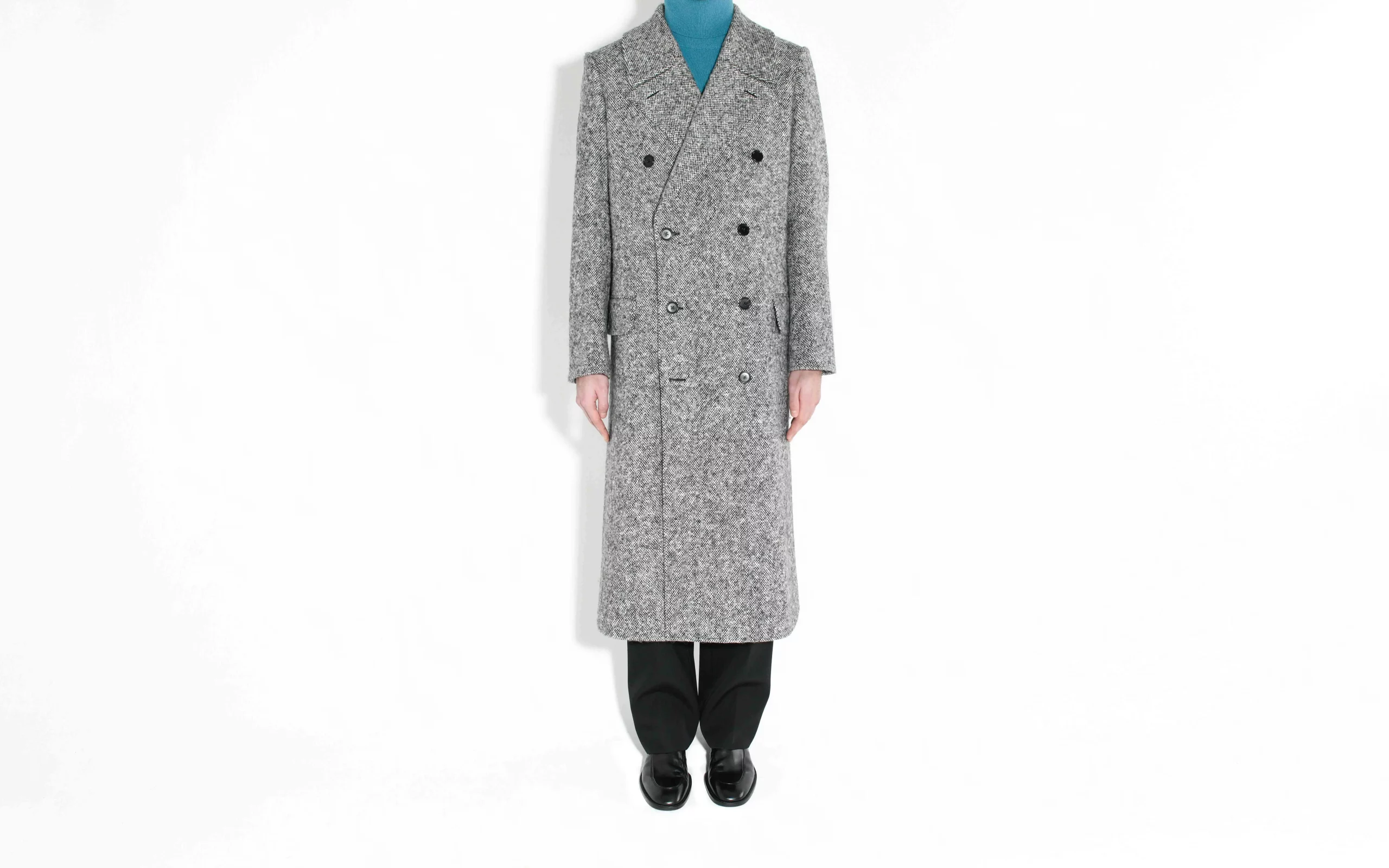 MANTEAU CROISÉ EN TWEED - NOIR ET BLANC