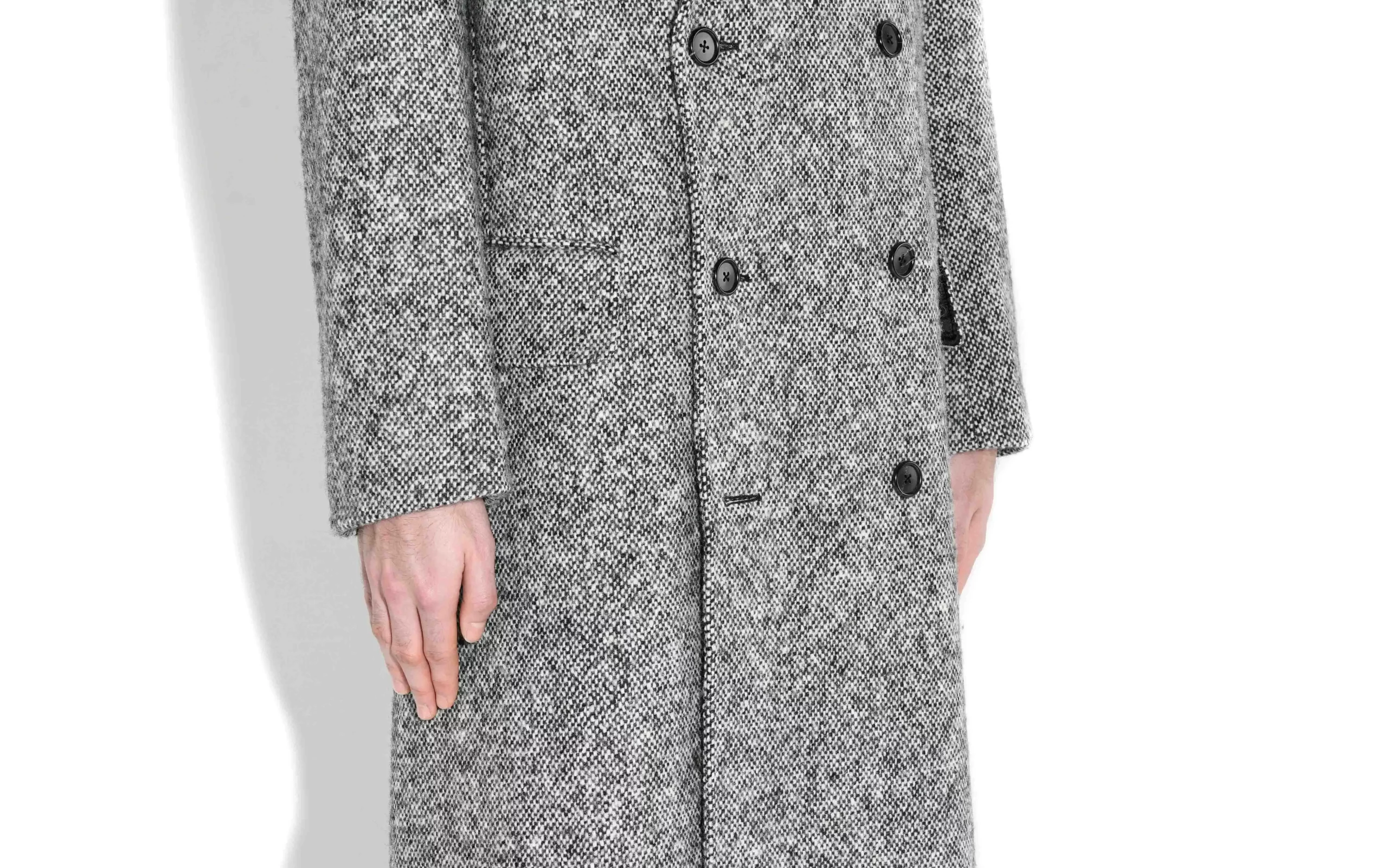 MANTEAU CROISÉ EN TWEED - NOIR ET BLANC