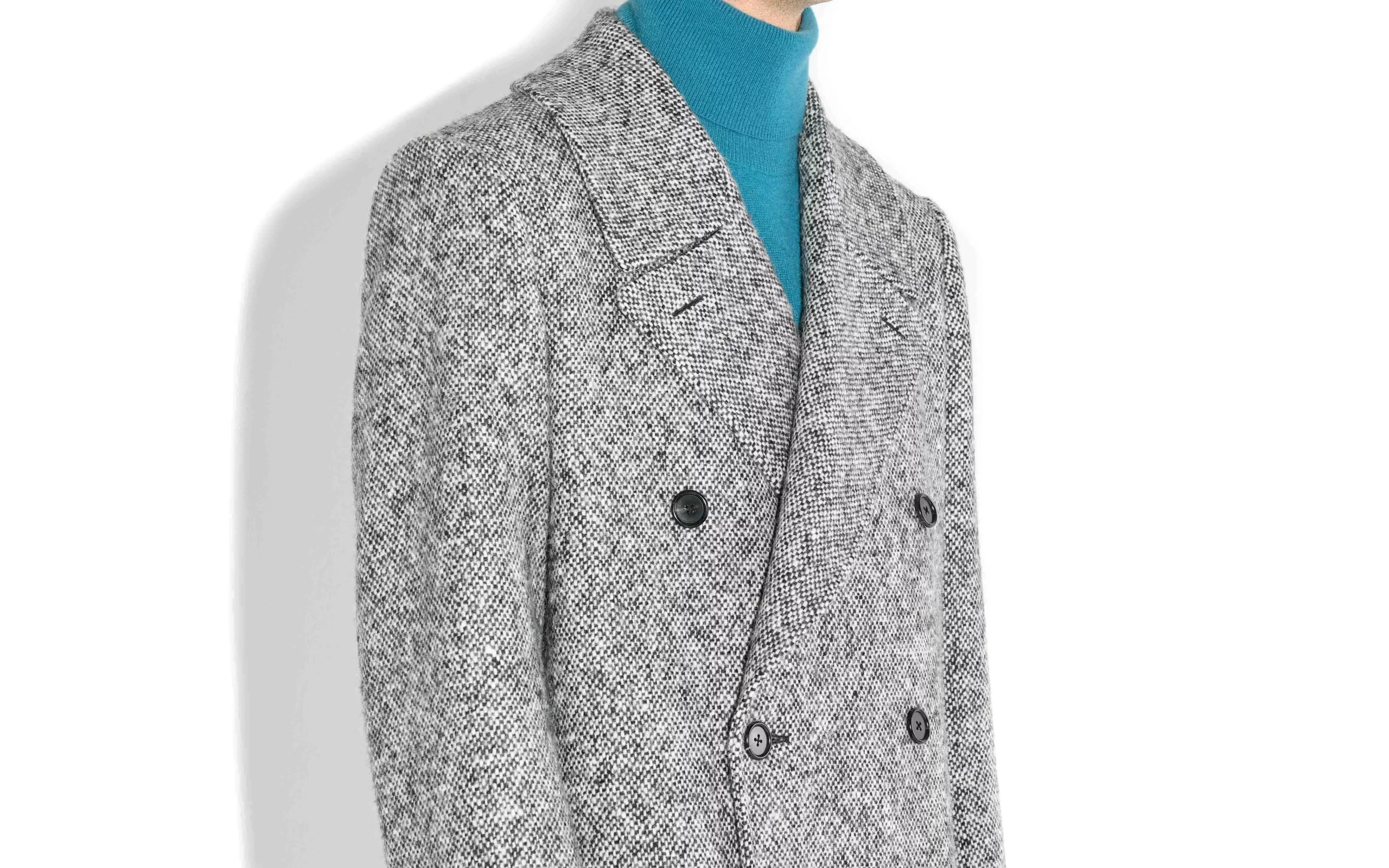 MANTEAU CROISÉ EN TWEED - NOIR ET BLANC