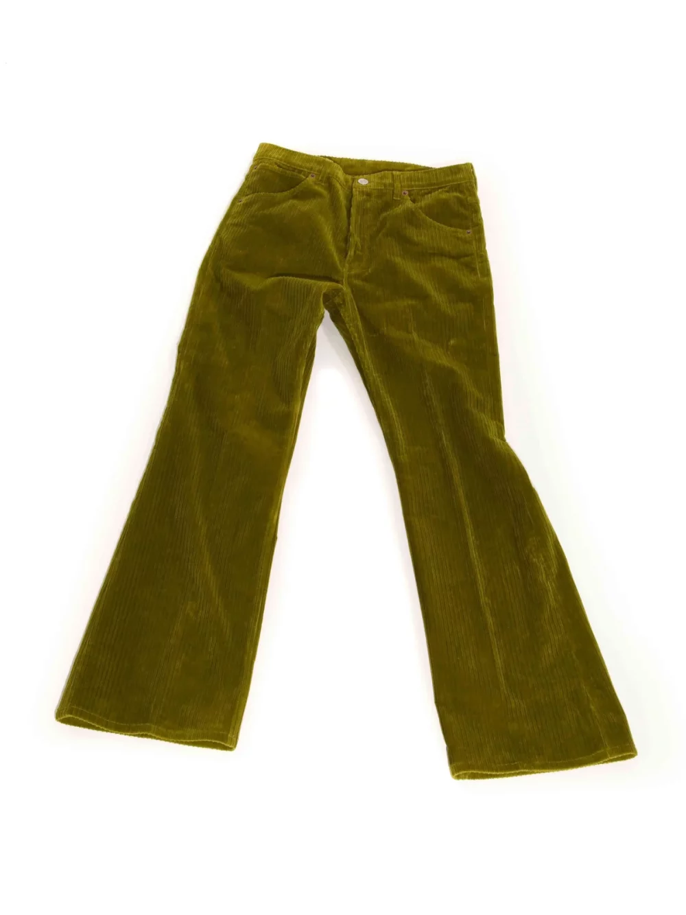 JEAN ÉVASÉ TAILLE HAUTE EN VELOURS - VERT CHARTREUSE