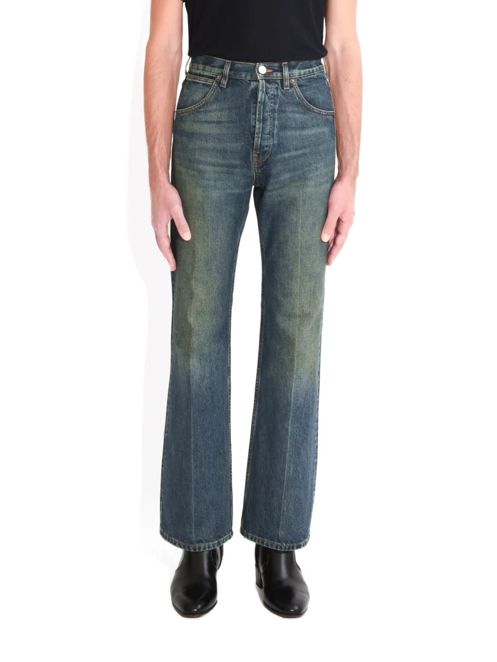 JEAN ÉVASÉ TAILLE HAUTE EN DENIM - INDIGO DÉLAVÉ