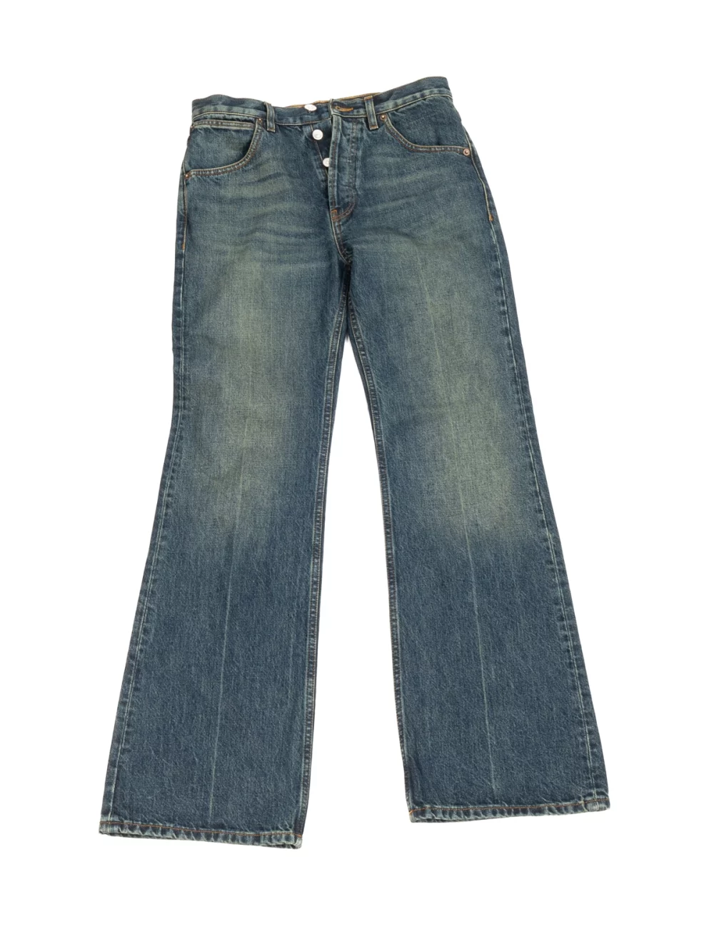 JEAN ÉVASÉ TAILLE HAUTE EN DENIM - INDIGO DÉLAVÉ-