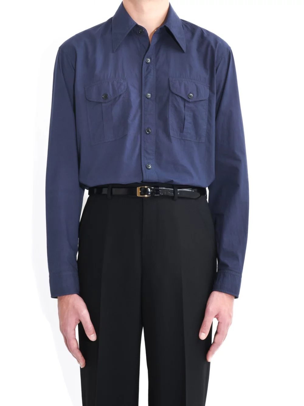 CHEMISE BOYSCOUT EN POPELINE - BLEUE COBALT FONCÉE-1