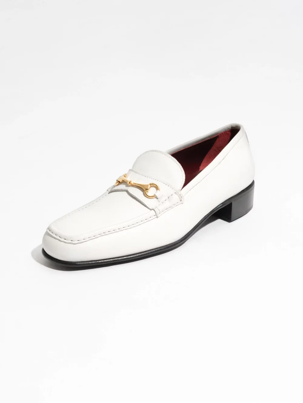 MOCASSINS À MORS EN CUIR DE VEAU GRAINÉ - BLANC-