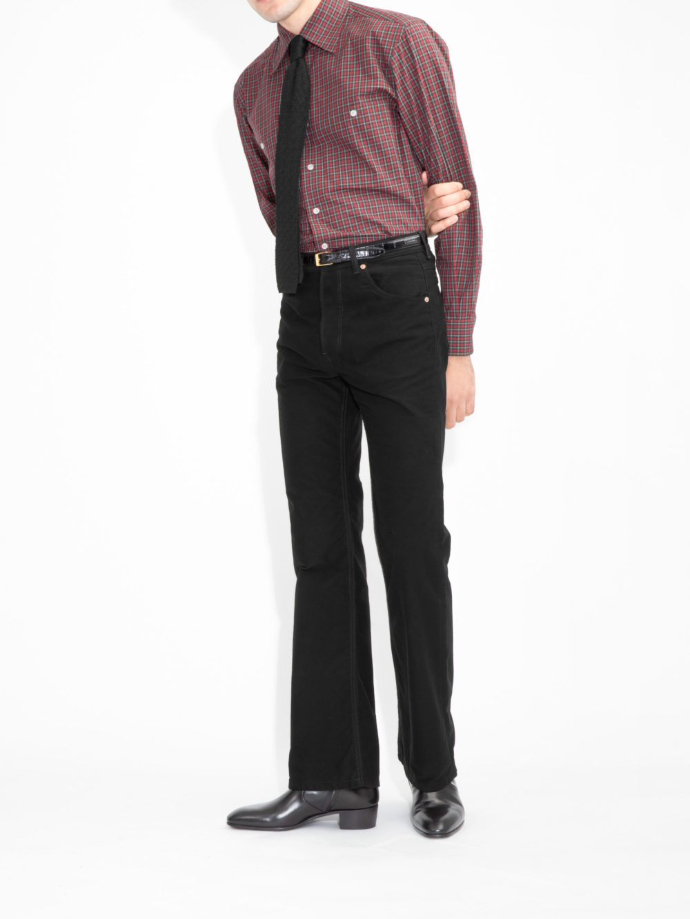 CHEMISE COL LARGE EN POPELINE - CARREAUX ROUGES ET VERTS