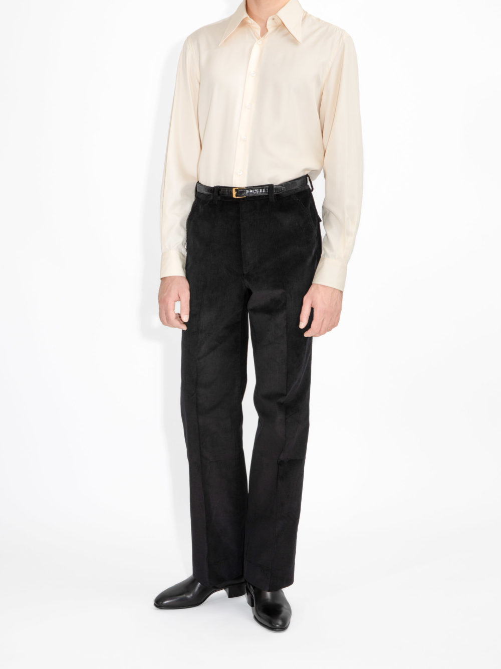 CHEMISE COL LARGE EN SOIE - VANILLE