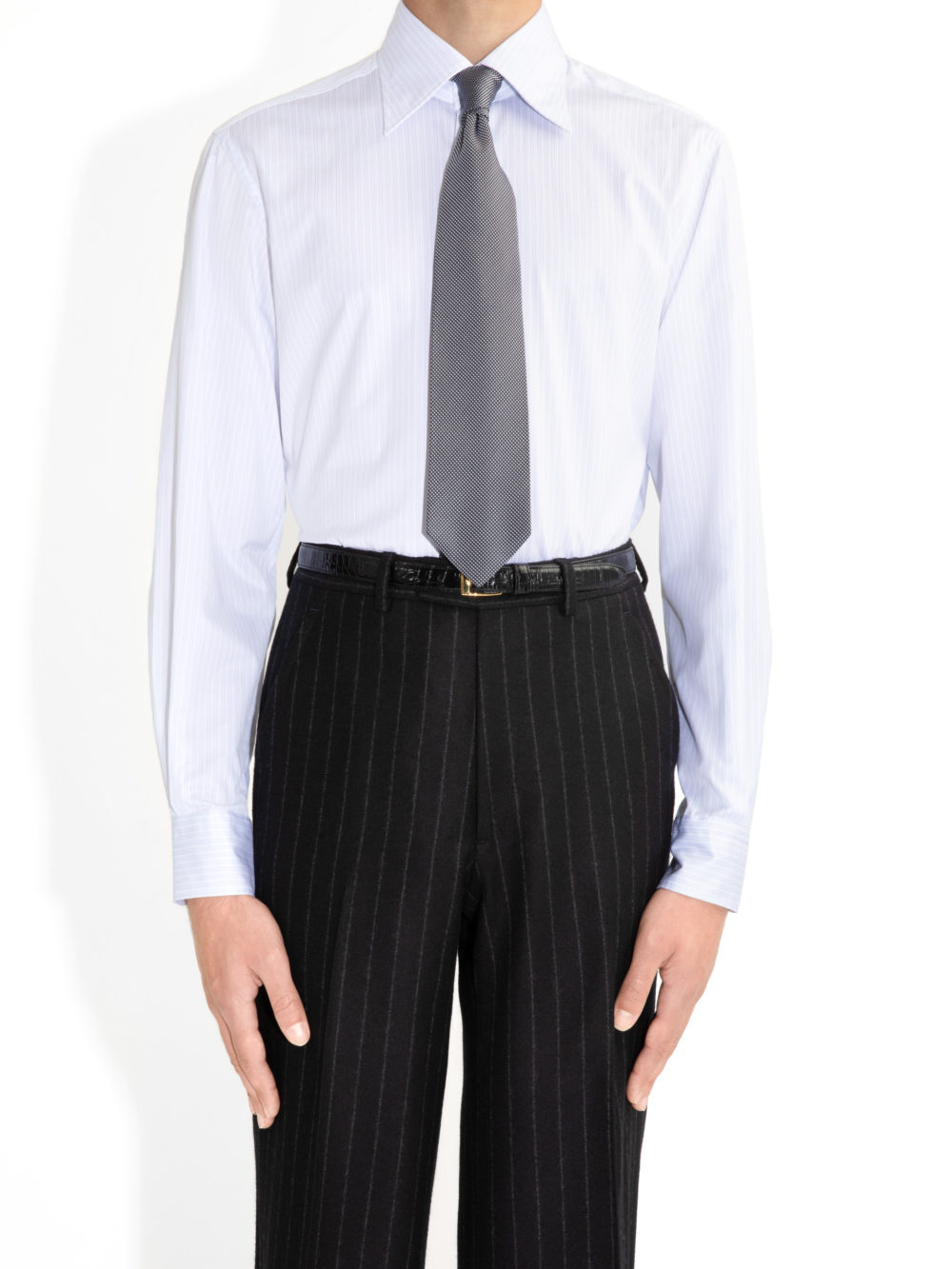 CRAVATE EN SOIE - BLEU MARINE ET BLANCHE1