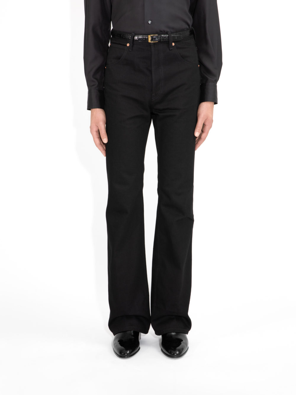 JEAN ÉVASÉ TAILLE HAUTE EN DENIM - NOIR1