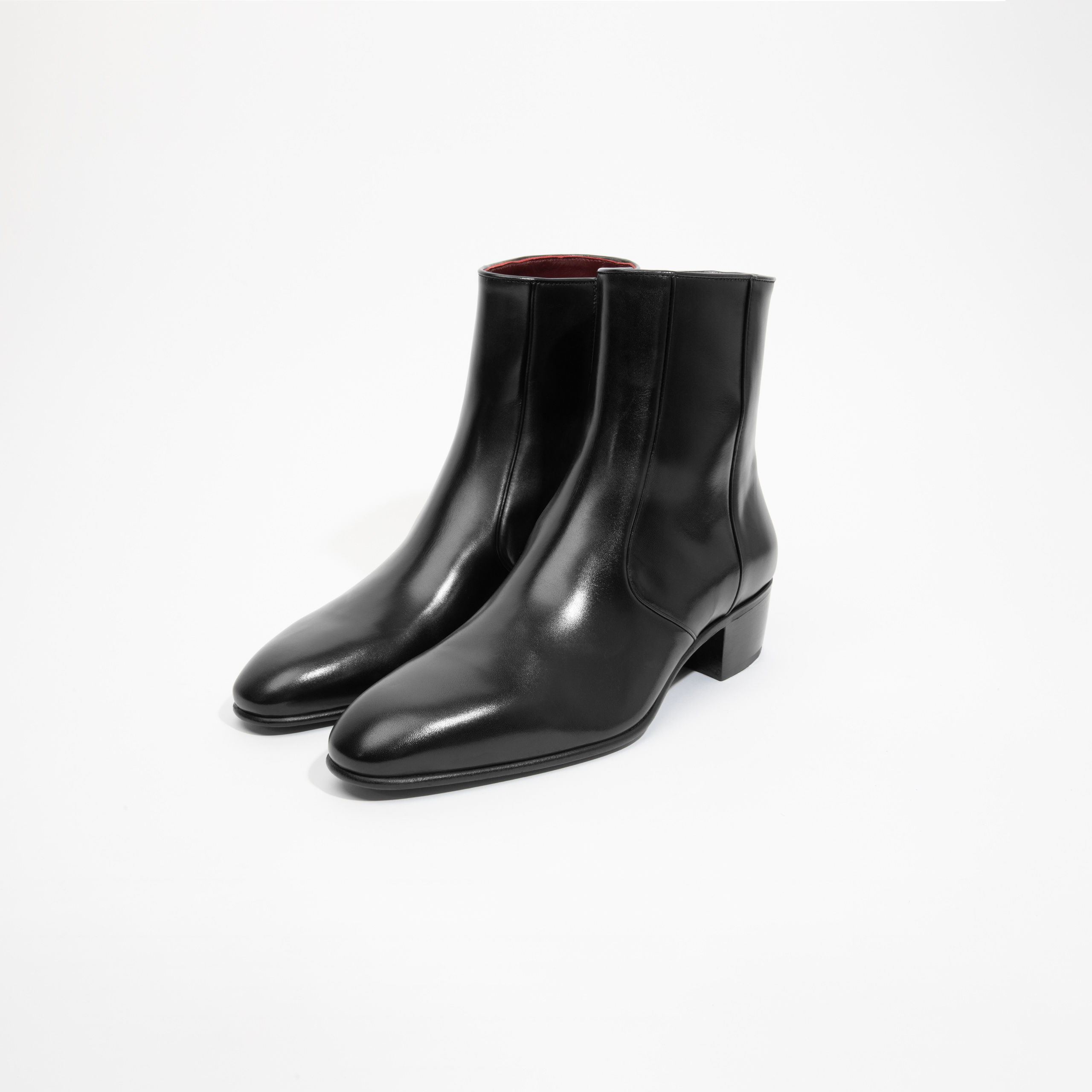 BOTTINES ZIPPÉES EN CUIR BOX - NOIRES_1