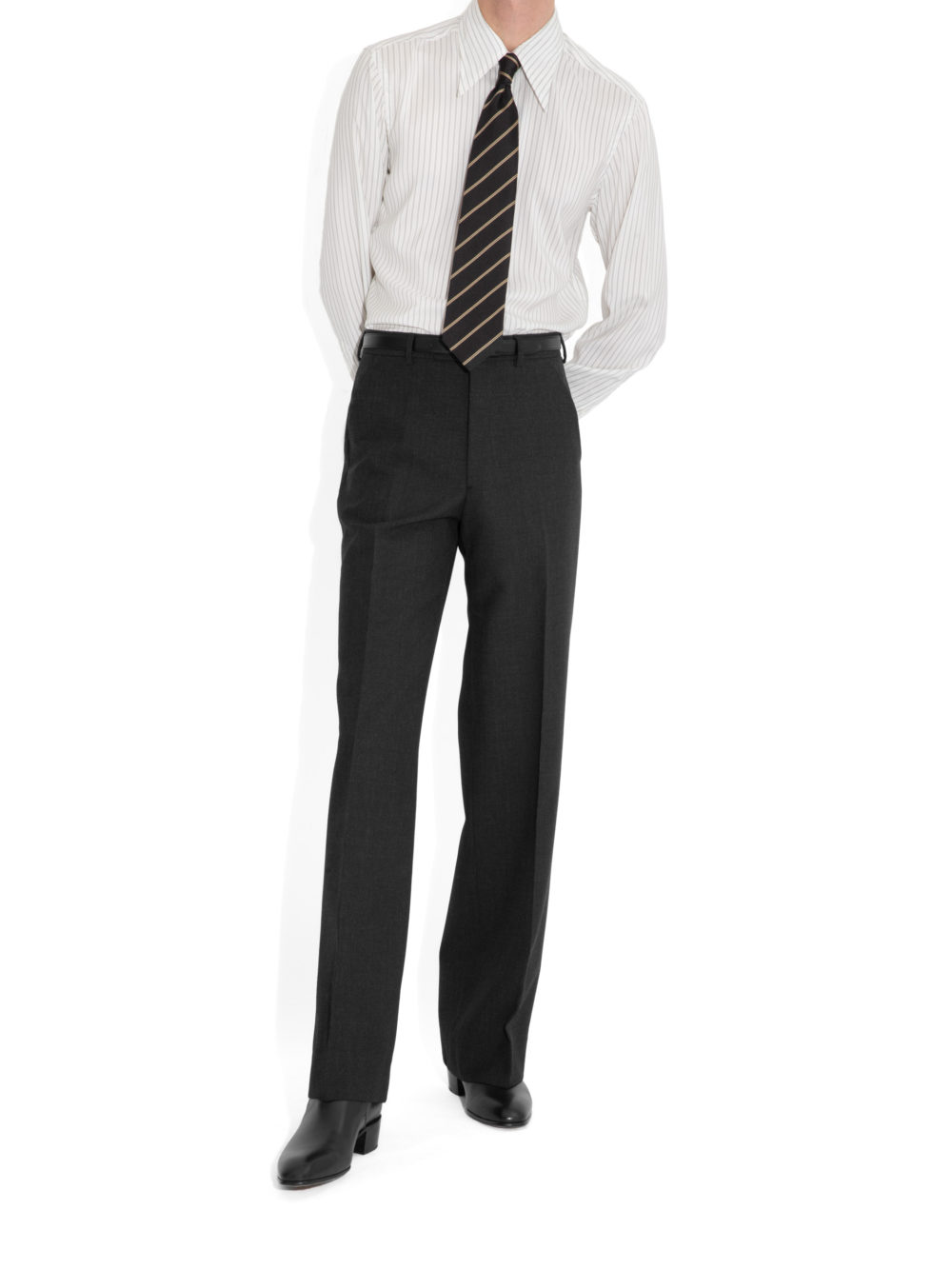 CHEMISE COL LARGE EN SOIE - IVOIRE À RAYURES_3