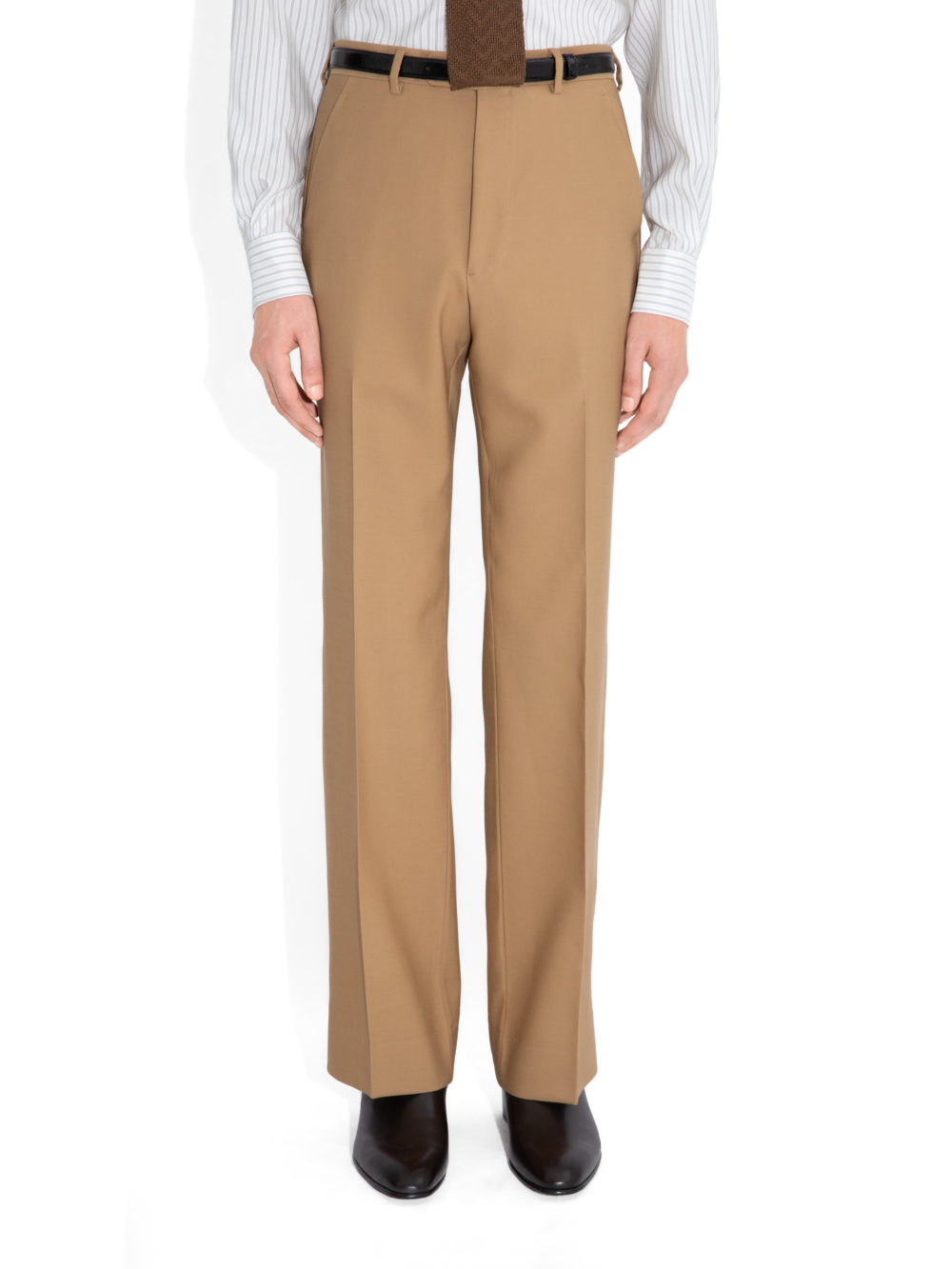 PANTALON ÉVASÉ TAILLE HAUTE EN DOESKIN - BEIGE_2
