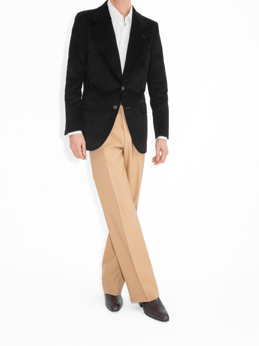 VESTE DROITE EN VELOURS CÔTELÉ - NOIRE_1