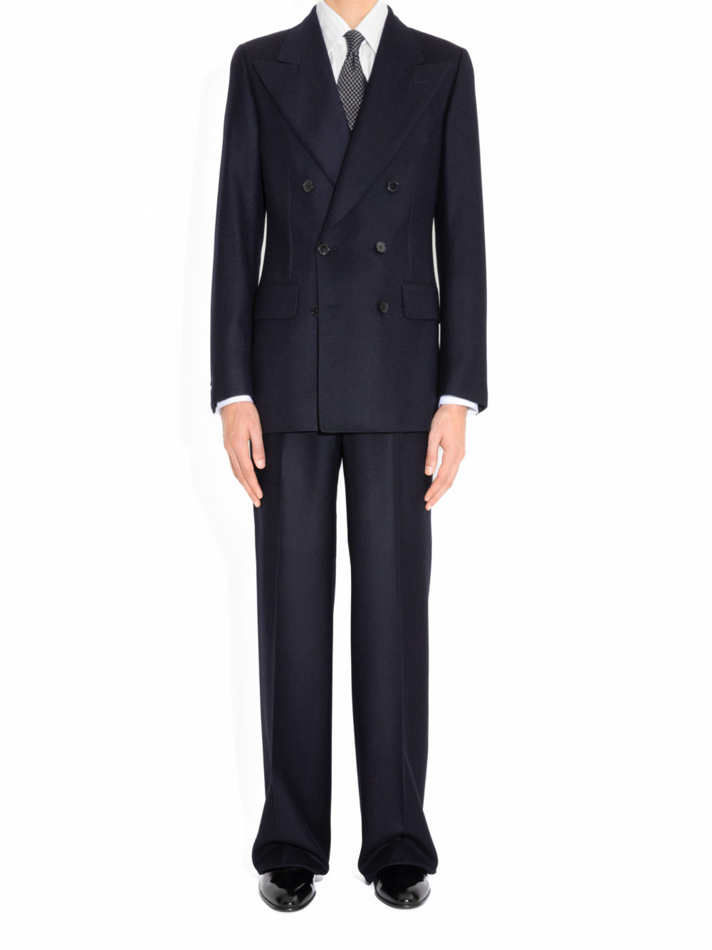 COSTUME CROISÉ EN FLANELLE - BLEU MARINE_1