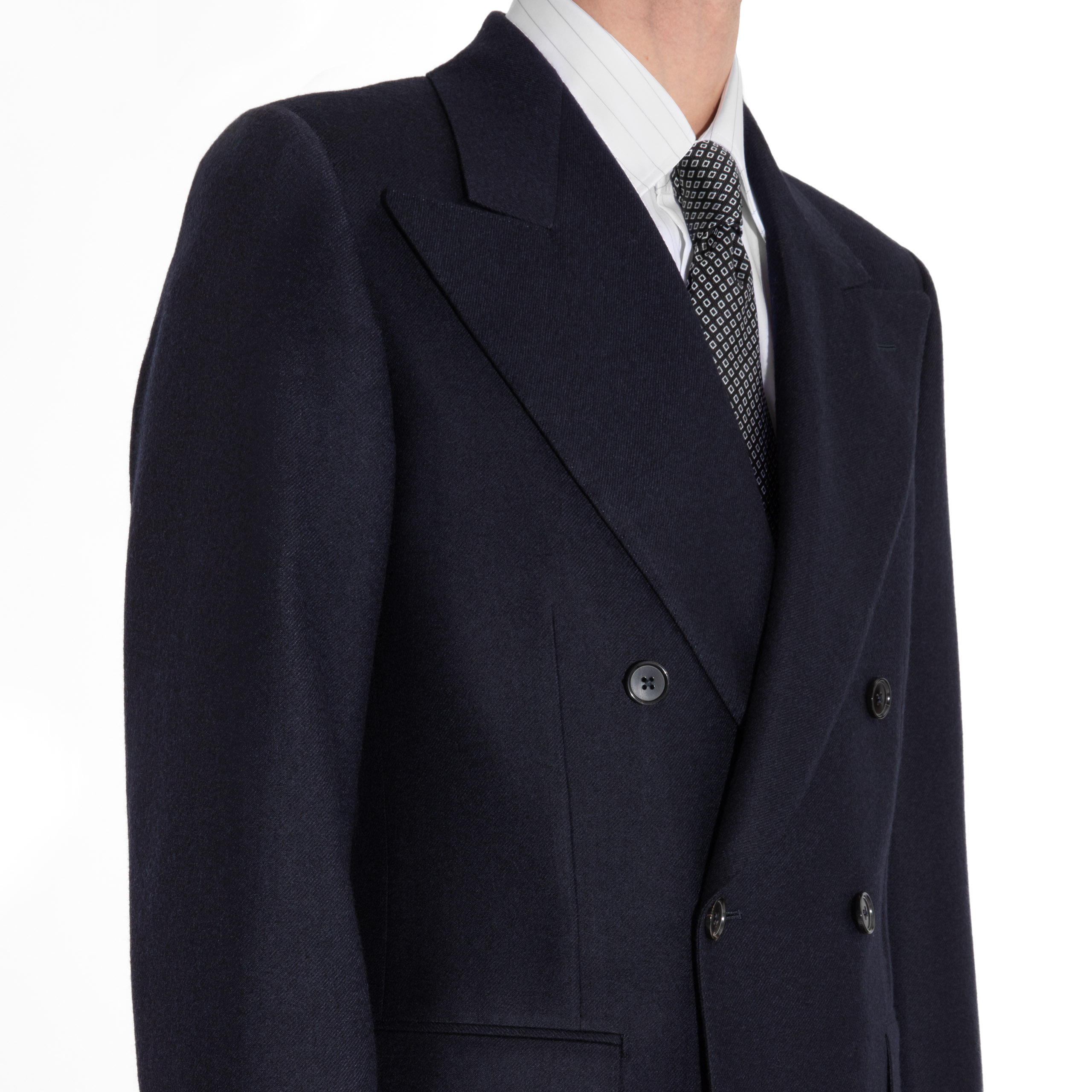 COSTUME CROISÉ EN FLANELLE - BLEU MARINE_2