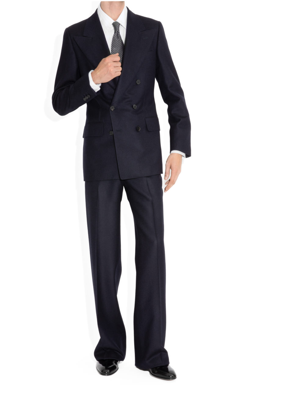 COSTUME CROISÉ EN FLANELLE - BLEU MARINE_7