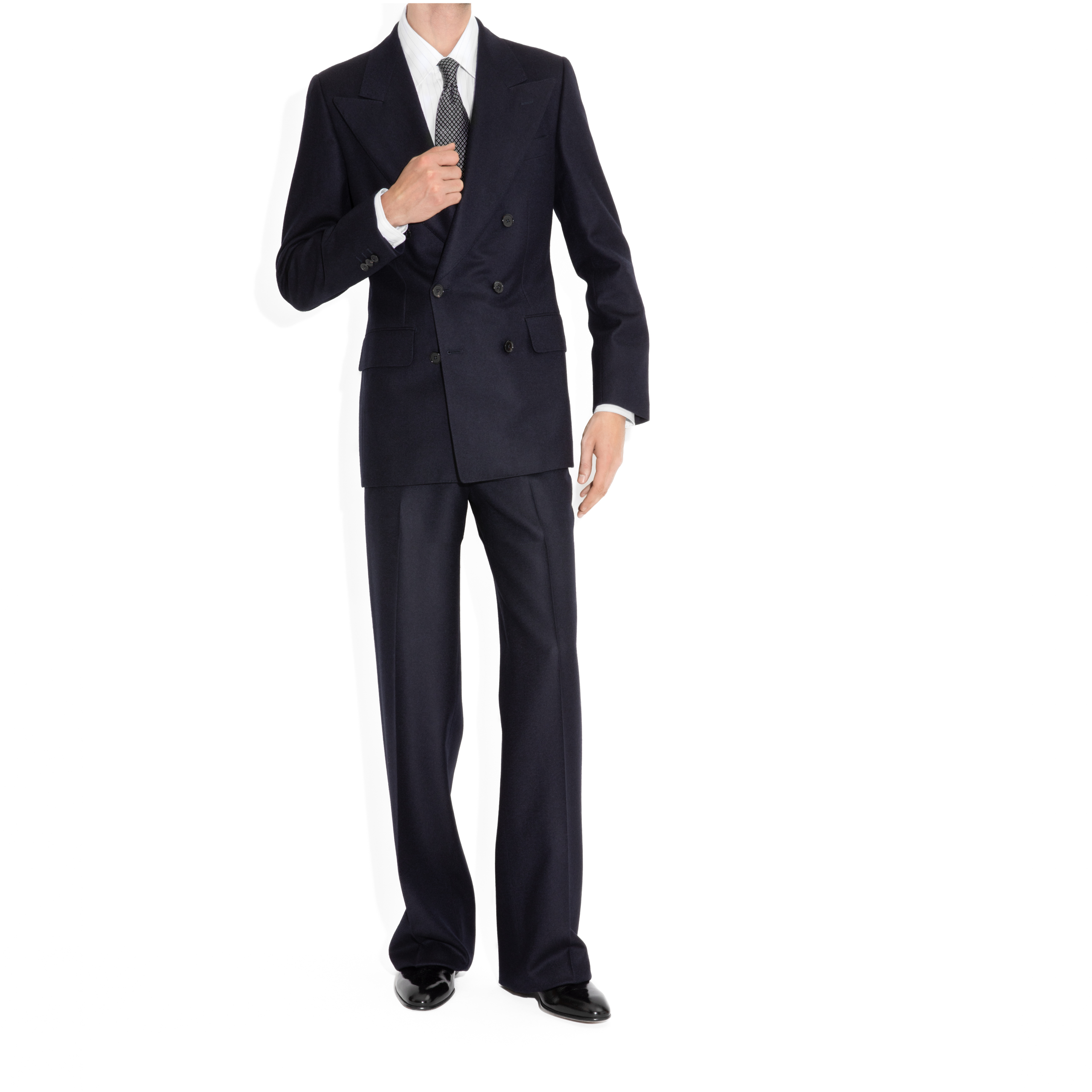 COSTUME CROISÉ EN FLANELLE - BLEU MARINE_7