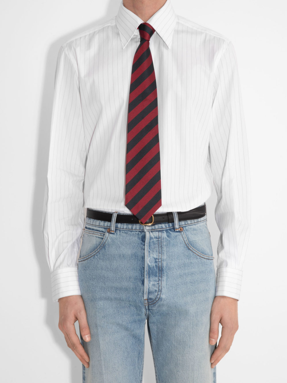 CRAVATE EN SOIE - BLEUE MARINE ET BORDEAUX_1