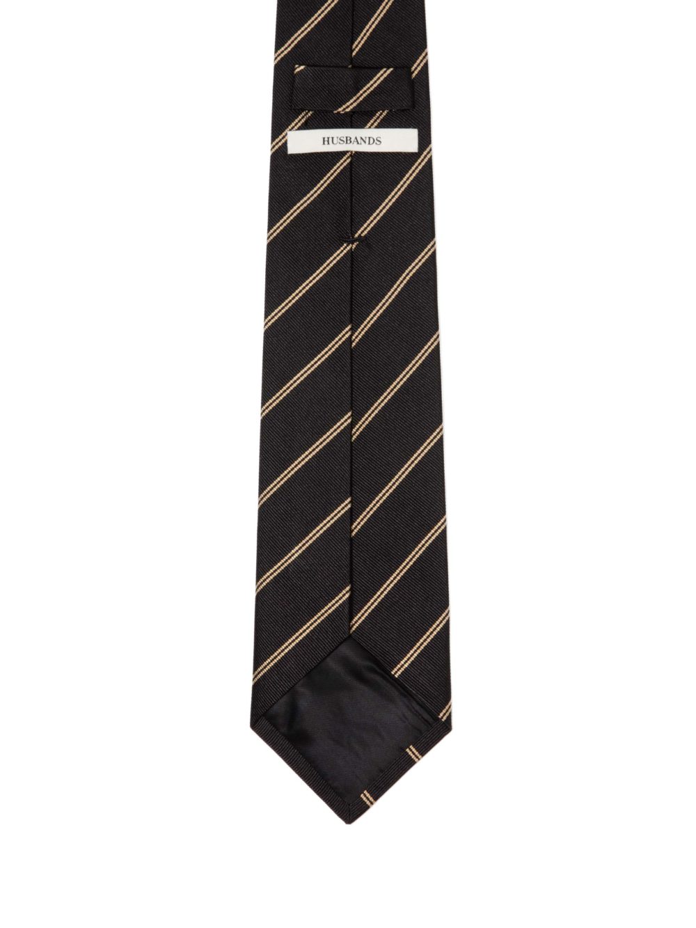 CRAVATE EN SOIE - NOIRE À RAYURES DORÉES_1