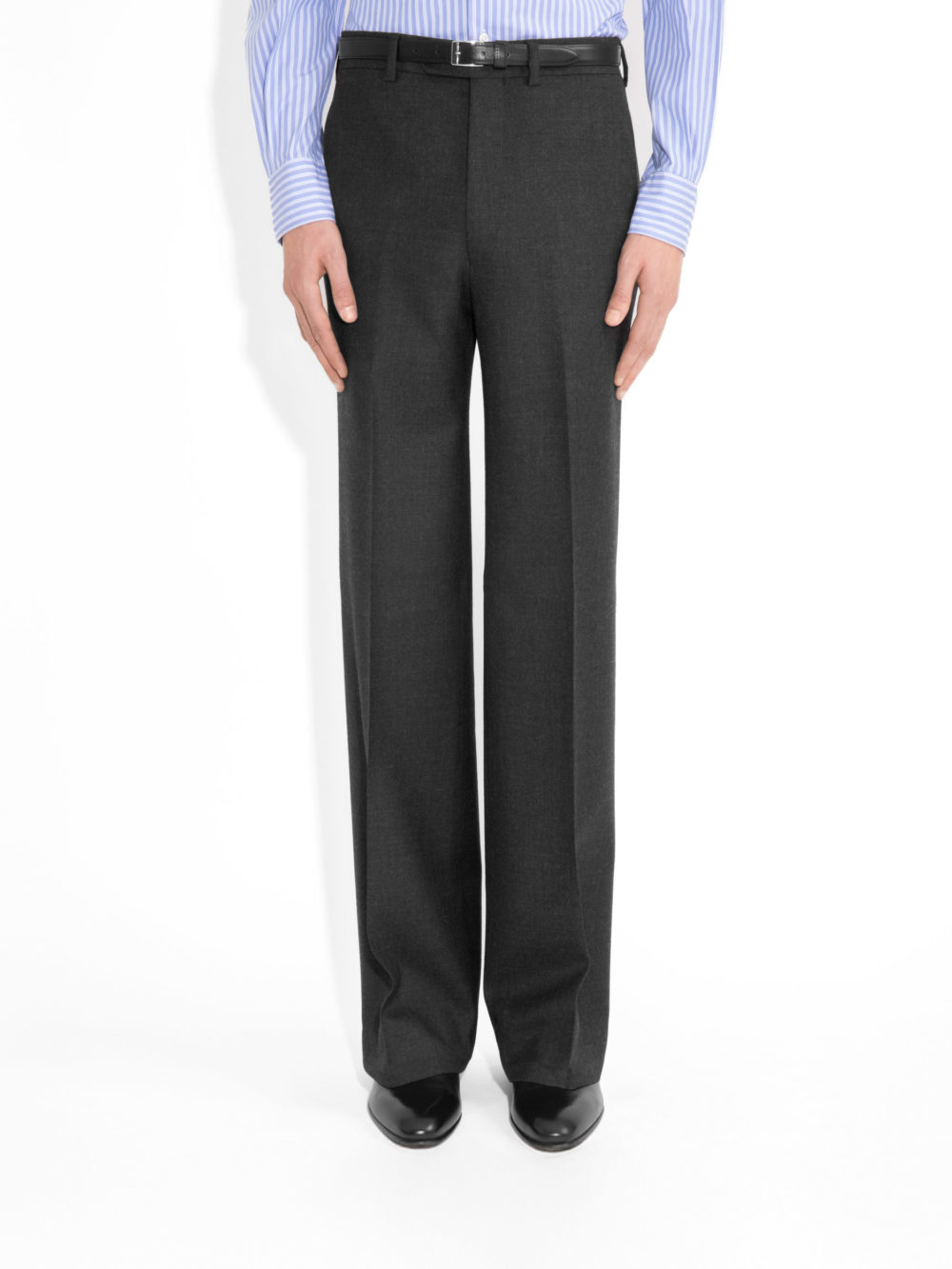 PANTALON LARGE TAILLE HAUTE EN SERGÉ - ANTHRACITE_1