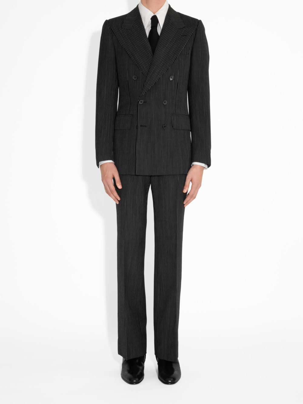 COSTUME CROISÉ EN LAINE - NOIRE RAYURES TENNIS__1