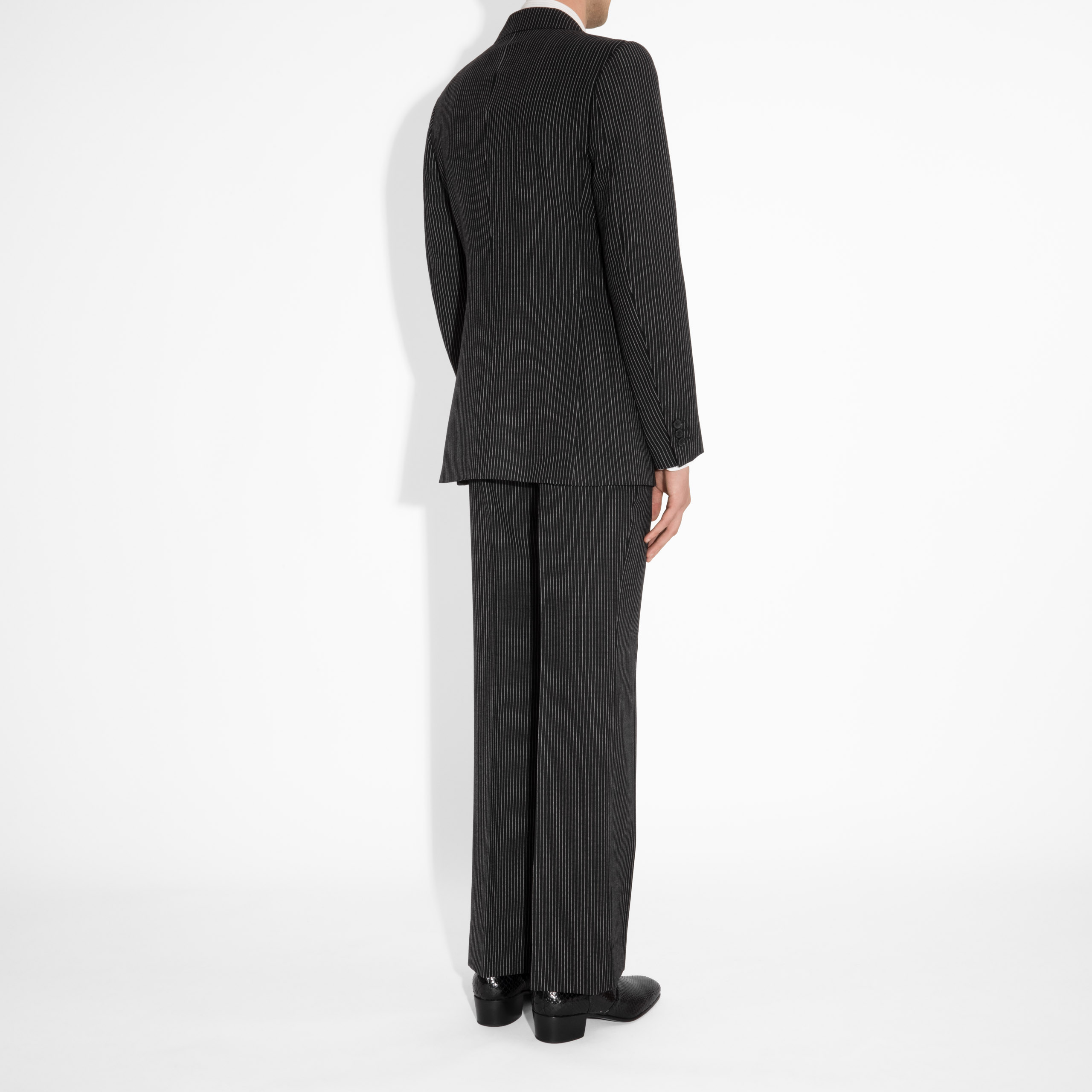 COSTUME CROISÉ EN LAINE - NOIR À RAYURES TENNIS – Image 5