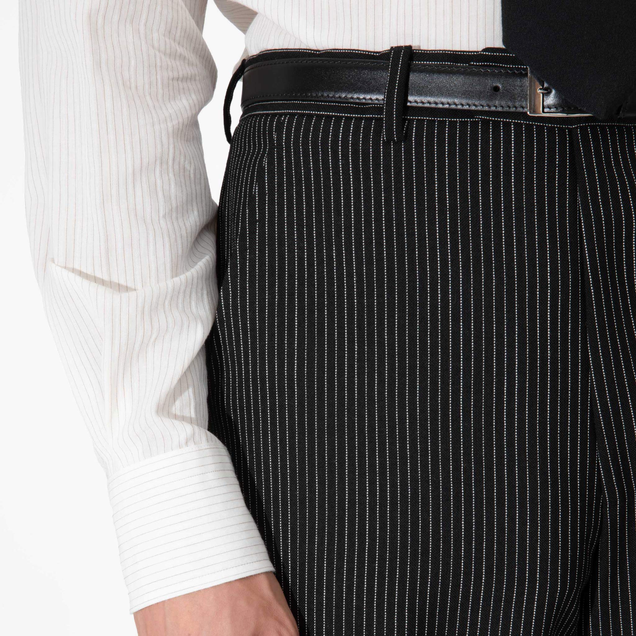 COSTUME CROISÉ EN LAINE - NOIR À RAYURES TENNIS – Image 6