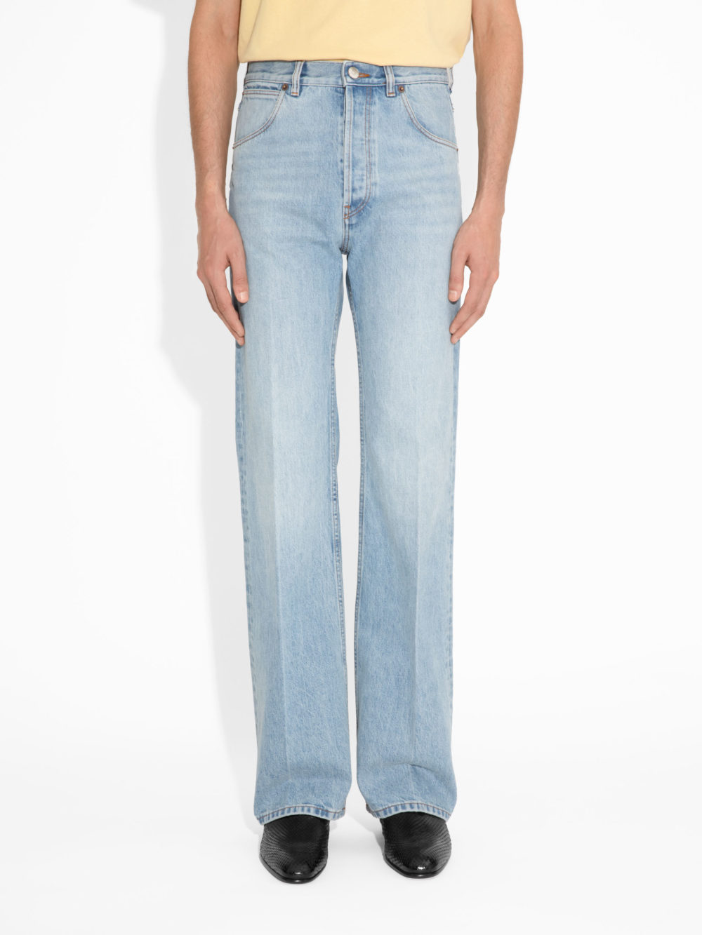 JEAN ÉVASÉ TAILLE HAUTE EN DENIM - STONE WASH BLEU CLAIR_1