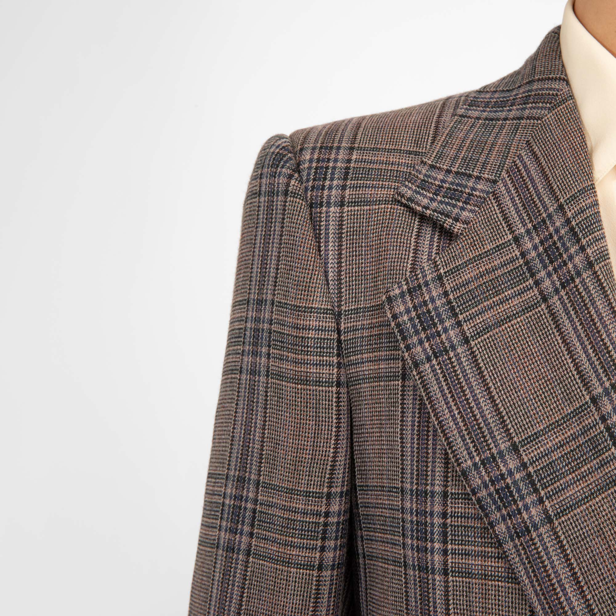 VESTE DROITE EN SERGÉ - PRINCE DE GALLES NOIR ET PÊCHE – Image 4