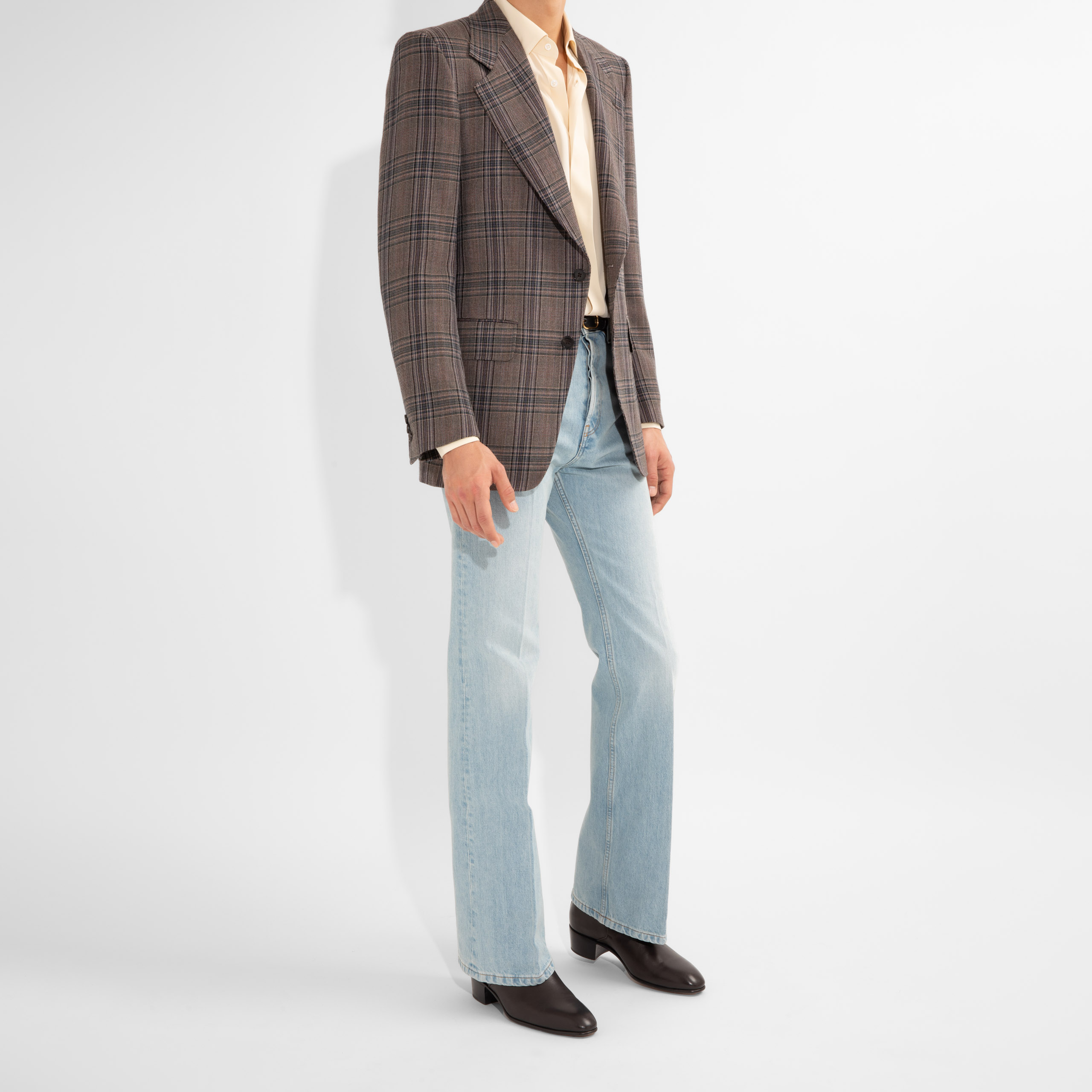 VESTE DROITE EN SERGÉ - PRINCE DE GALLES NOIR ET PÊCHE – Image 5