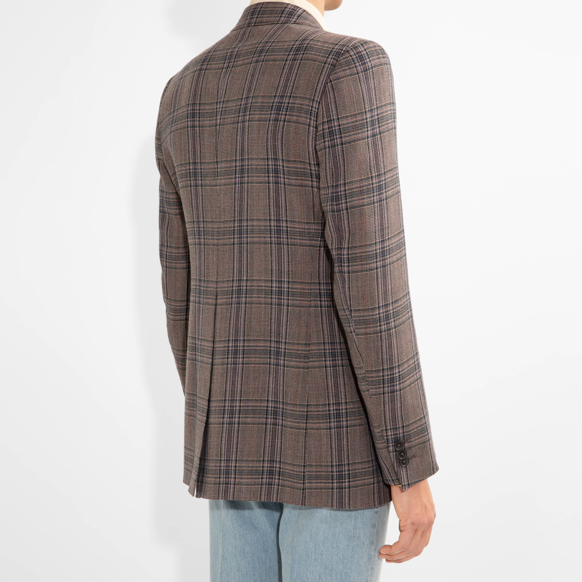 VESTE DROITE EN SERGÉ - PRINCE DE GALLES NOIR ET PÊCHE – Image 3