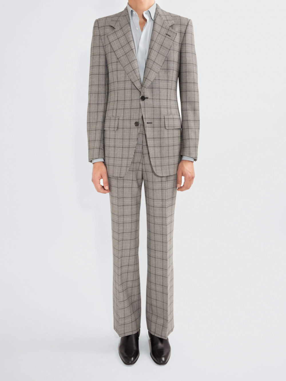 COSTUME DROIT EN LAINE MÉRINOS - PRINCE DE GALLES NOIR ET BLANC