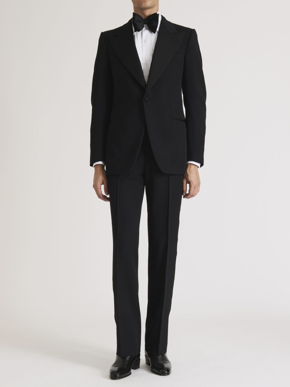 SINGLE-BREASTED TUXEDO IN WOOL GRAIN DE POUDRE - BLACK_1_1457