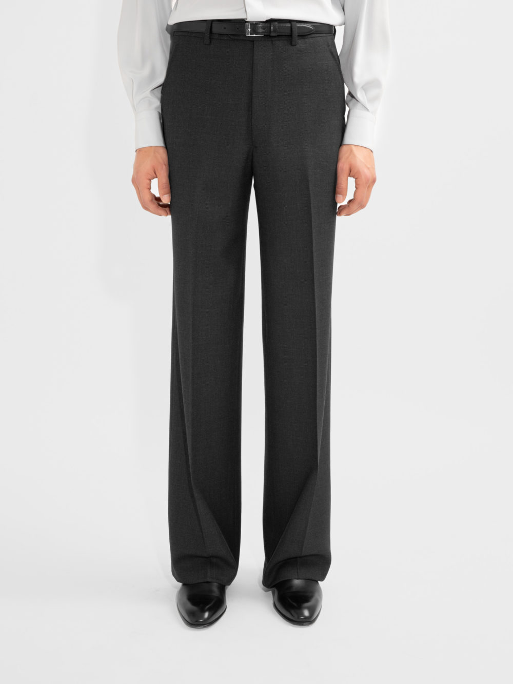 WIDE TROUSERS IN WOOL BIRDSEYE - ANTHRACITE___1