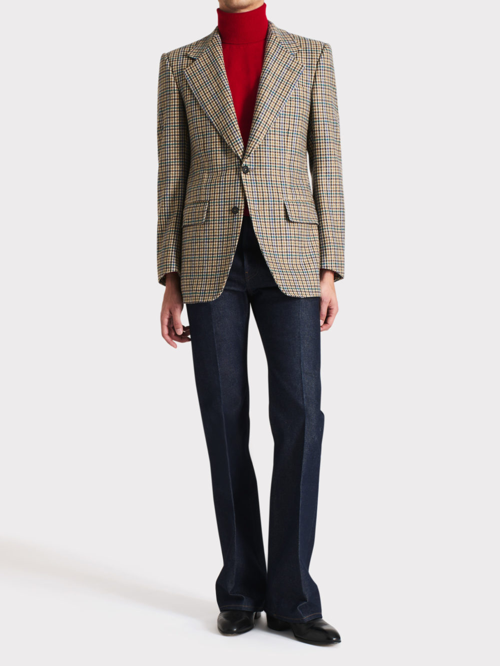 013_SINGLE-BREASTED JACKET IN MILLED WOOL TWILL - MULTICOLOR HOUNDSTOOTH_1_0461