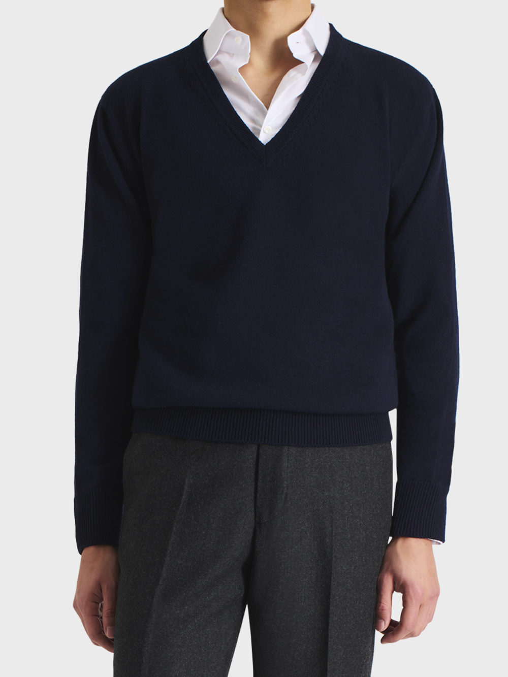 034_V-NECK SWEATER IN MERINO WOOL - NAVY_1_1083